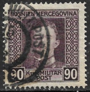 BOSNIA  AND HERZEGOVINIA 1917 90h Emperor Karl I Issue Sc 118 VFU