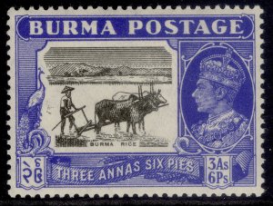 BURMA GVI SG57b, 3a 6p black & ultramarine, M MINT.