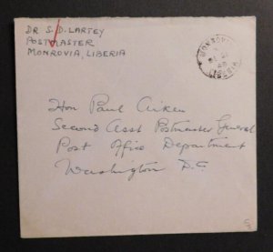 1948 Cover Monrovia Liberia to Washington DC USA Post Office Department