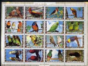 Umm Al Qiwain 1972 Exotic Birds #1 sheetlet containing 16...