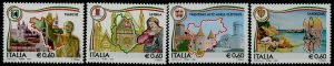 Italy 2796-9 MNH Regions, Map, Architecture, Birds