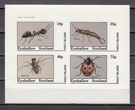 Eynhallow, 1982 issue. Insects on an IMPERF sheet/4. E3