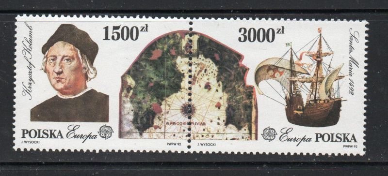 Poland Sc 3085a 1992 Europa Columbus stamp pair mint NH