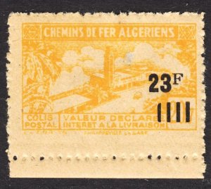 Algeria Railway Parcel Post 20.7 surcharged 23F F F to VF mint OG HHR.  FREE...