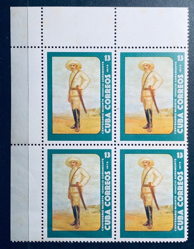 CUBA 1973 SC# 1798 Portrait by A Espinosa Gutter Sniper Block x 4 MNH