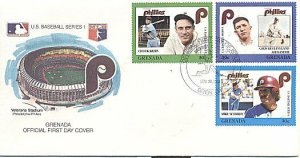 GRENADA 1988 BASEBALL PHILADELPHIA STADIUM FDC CACHET 