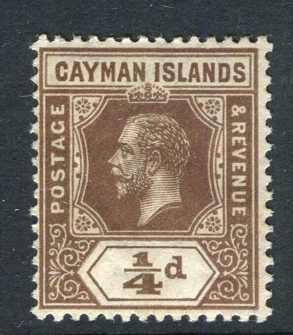 CAYMAN ISLANDS; 1912 early GV Crown CA issue fine Mint hinged 1/4d. value