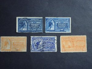 Lot 5 US Special Delivery Stamps Scott# E2, E5 1895 Used/Unused SCV Over $400