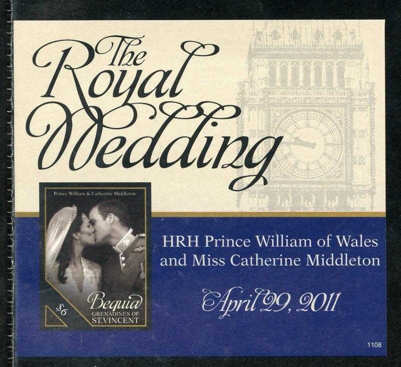 BEQUIA ROYAL WEDDING OF PRINCE WILLIAM & KATE MIDDLETON IMPERF S/S I MINT NH