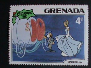 ​DISNEY-GRENADA STAMP-1981 DISNEY-CHRISTMAS-CINDERELLA -STAMP SET VERY FINE