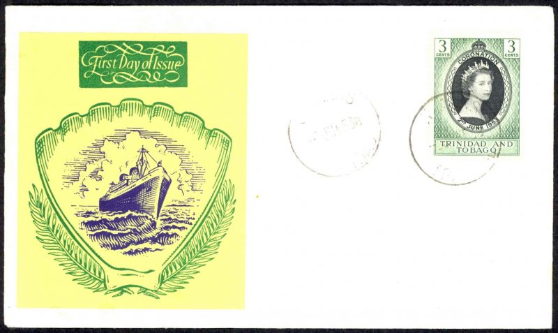 Trinidad & Tobago Sc# 84 FDC 1953 6.2 QEII Coronation