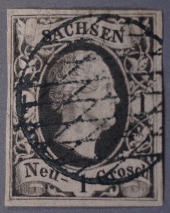 German States Saxony #5 Used Crosshatched Circle Cancel VF Intense Color