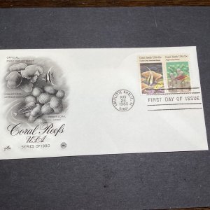 CORAL REEFS FDC- AUG 26 1980 CHARLOTTE AMALIE VI CHOICE OF 1