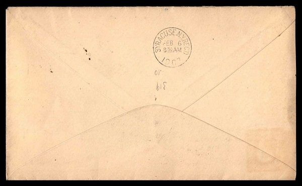 US Sc 301 (1907) Postal History Cover Hornell NY FANCY Flag #1 Cancellation F-VF