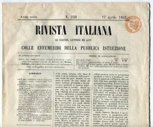 ITALY; Scarce 1865 FULL NEWSPAPER + Postage Cancel fine C1 Torino POSMARK