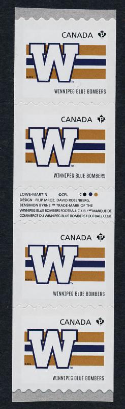 Canada 2563i Gutter pair coil strip MNH CFL Winnipeg Blue Bombers, Sports