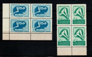 1958 South American swimming meet MNH stamp block x 4 