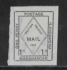 Madagascar 1895 British Inland Mail 1p  (SG #51) used VF