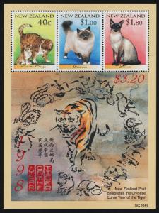  New Zealand 1489a MNH Domestic Cats, Year of the Tiger