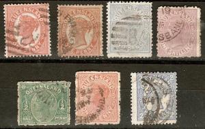 Queensland 7 Different Used F-VF 1897-1907 SCV $20.25