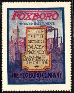 1912 US Poster Stamp Foxboro Improved Instruments Panama-Pacific Exposition