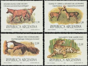 Argentina 1983 Sc 1418-1421 Wolf Deer Anteater Jaguar CV $6