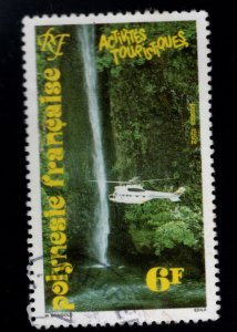 French Polynesia Scott 586 Used Tourist helicopter stamp