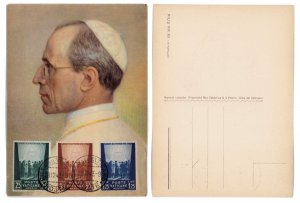 VATICAN CITY 1946 Sc 77-79 unposted FDC postcard