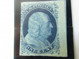 US, Scott #9 used, w/Certificate, Type IV with Blue Circular Hand-Stamp Cancel,