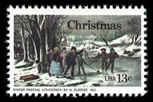 PCBstamps   US #1703 13c Christmas-Winter Pastime, MNH, (29)