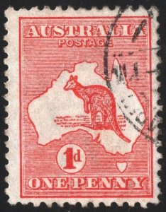 Australia SC#2 1d Kangaroo and Map Single (1913) Used