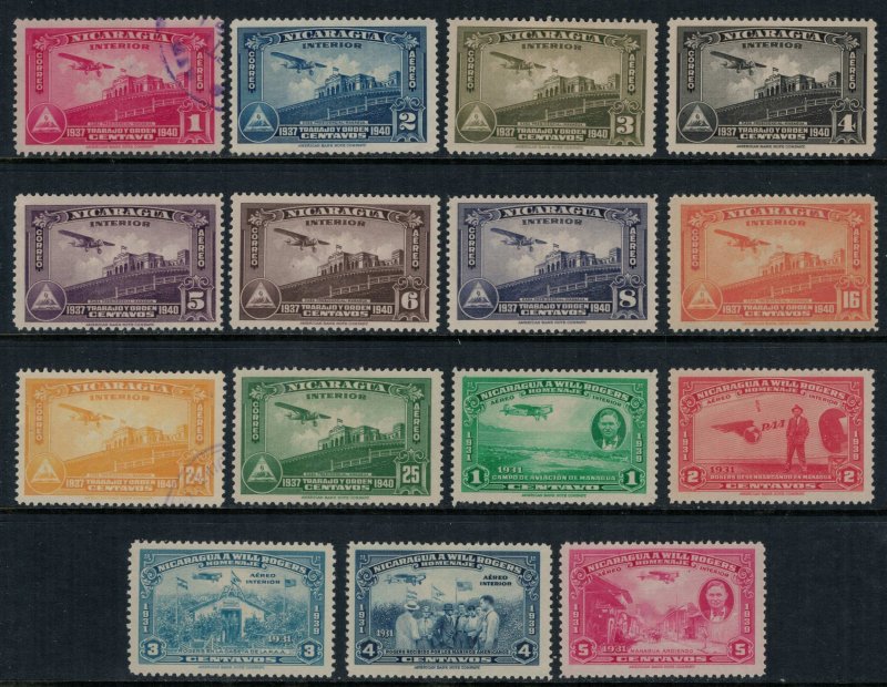 Nicaragua #C193-202,36-40*/u  CV $3.75