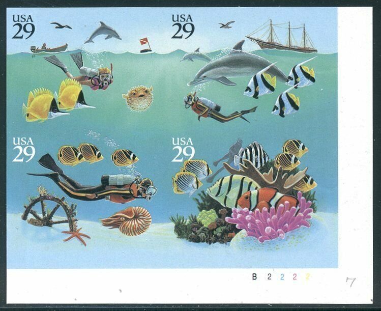 U.S. #2866b Mint NH - 1994 29c Wonders of the Sea, Imperf Block