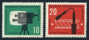 Germany-GDR 574-575, hinged. Michel 861-862. Stamp Day 1961. Television, Radio.