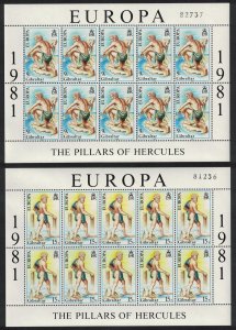 Gibraltar Europa 'The Pillars of Hercules' 2 Sheetlets 1981 MNH SC#400-401
