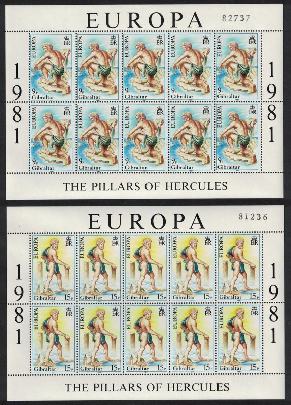 Gibraltar Europa 'The Pillars of Hercules' 2 Sheetlets 1981 MNH SC#400-401