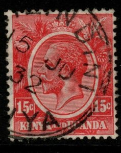 KENYA, UGANDA & TANGANYIKA SG82 1922 15c ROSE-CARMINE USED