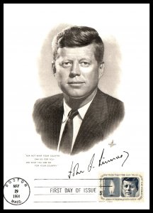 US 1246 John F Kennedy Artcraft Proof Card U/A FDC