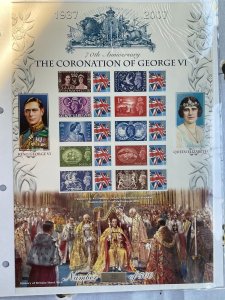2007 Coronation of GVI 70th Anniv History of Britain 6 Ltd Edit Smiler Sheet