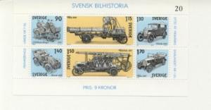 1980 Sweden Auto History MS of 6 (Scott 1334) MNH