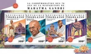 Togo - 2018 Mahatma Gandhi Anniversary - 5 Stamp Sheet - TG18302a