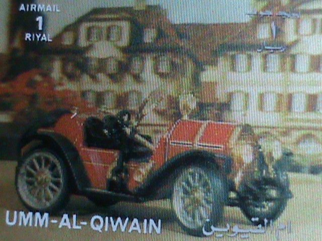 ​QIWAIN STAMP - LOVELY CLASSIC ANTIQUE CAR- AIRMAIL 3-D STAMP MNH #2