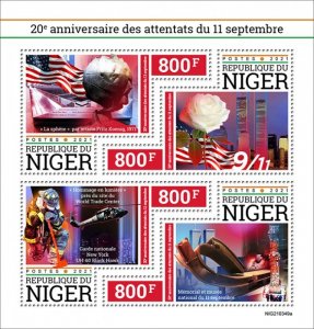 NIGER - 2021 - 9/11 Attacks - Perf Souv Sheet - Mint Never Hinged