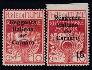 ITALY - Fiume n.134+135 with Variety top unperforated cv 195$  MH*