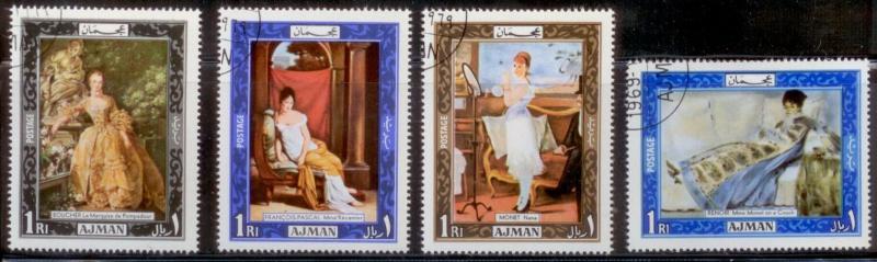 Ajman 1969 Mi# 430-33 Monet, Boucher, Pascal, and Renoir CTO