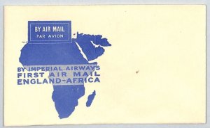 GB Air Mail FIRST FLIGHT IMPERIAL AIRWAYS 1931 England Africa Unused Env. XZ239