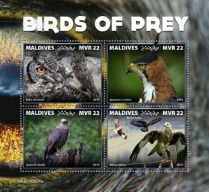 Maldives - 2019 Birds of Prey - 4 Stamp Sheet - MLD190604a