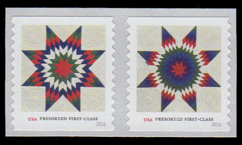 USA Sc. 5099a (25c) Star Quilts 2016 MNH pair