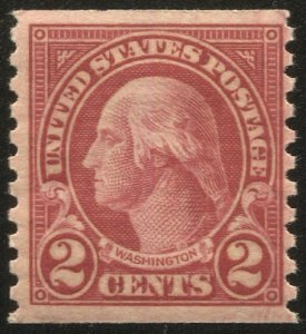 US 1923 Sc 599  MLH, F-VF 2c carmine, Perf 10 Vertical Coil