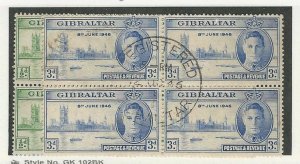 Gibraltar, Postage Stamp, #119-120 Used Blocks, 1946, JFZ